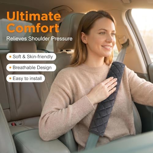 Soft Auto Seat Belt Pads Extra Long 13.7in, Seatbelt Shoulder Cover, 2 Piece Set - Image 2