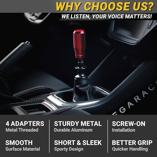 JDM Style Shift Knob for Gear Stick Shifter, 5 6 Speed Manual, Racing Red - Image 4