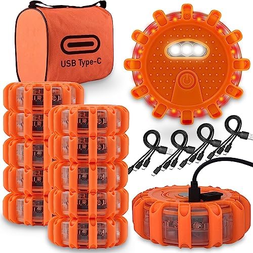Ecoangel USB-C Rechargeable LED Road Flares Emergency Lights by ECOANGEL