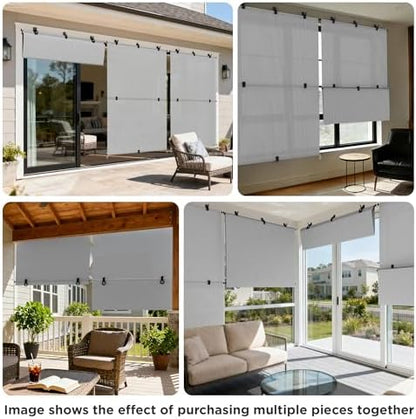 Outdoor Roller Shade 5'W x 5.5'H Cordless Shades Roll Up, Folding Exterior - Image 6