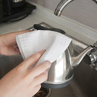 KinHwa Waffle Microfiber Dish Cloths White Kitchen Towels, Cleaning Cloth - Image 6