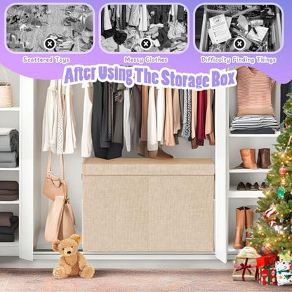Large Toy Storage Box with Lid, Collapsible Kids Toy Chest - Image 4