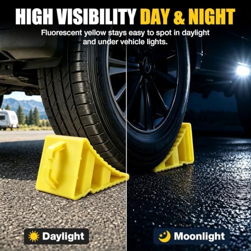 Wheel Chocks for RV Trailer, Hard Wheel Chocks w/Handle for Easy Removal - Image 3