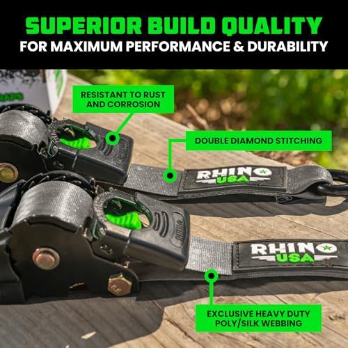 Rhino USA Retractable Ratchet Straps - 2in x 10ft - Image 4