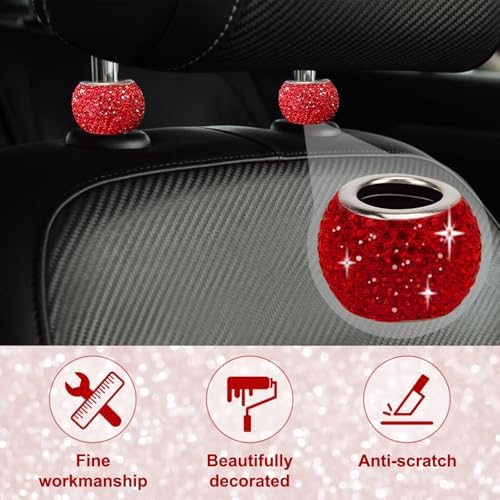 BFXM 4 Pcs Car Headrest Collars, Bling Head Rest Collars Rings Decoration - Image 3