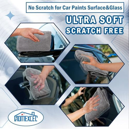 HOMEXCEL Professional Large Microfiber Car Drying Towels 8 Pack - Image 6
