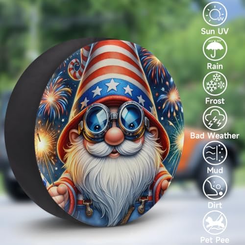 Rv Spare Tire Cover Wheel American Flag Gnomes Tire Covers Wheel Protectors - Image 3