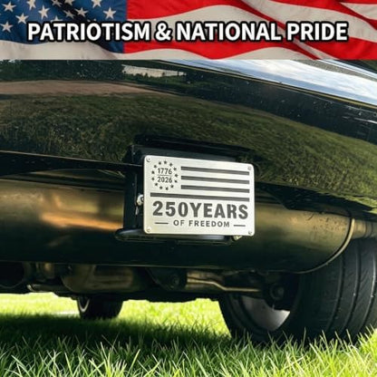 Steel Hitch Cover, Riveted Stainless Steel Flag, Car Wash Safe - Image 2