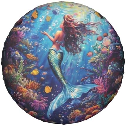 Mermaid Girl Spare Tire Cover Wheel Protectors Weatherproof Sun Protection - Image 2