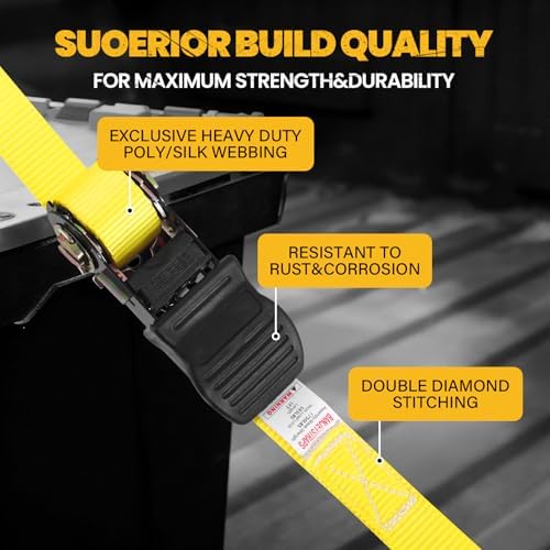 1" x20FT Extra Long Ratchet Straps - 1750lb Capacity Heavy Duty Tie Downs - Image 3