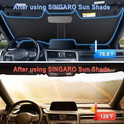 SINGARO 300T Universal Car Windshield Sun Shade, Foldable Reflective - Image 3
