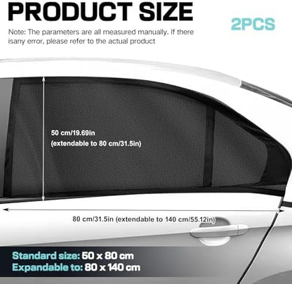 2Pcs Car Window Shades for Baby, Stretchy Breathable Car Sun Shades, Rear Side - Image 2