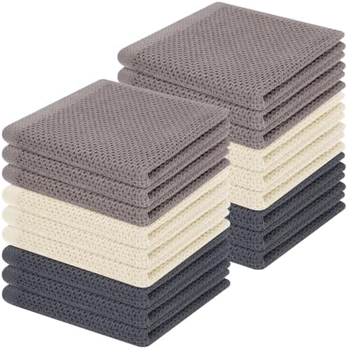 Homaxy 100% Cotton Waffle Weave Kitchen Dish Cloths 18-Pack, Mixed Color by Homaxy