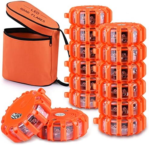 Tobfit 12 Pack LED Road Flares Emergency Lights Roadside Safety Beacon Disc by Tobfit