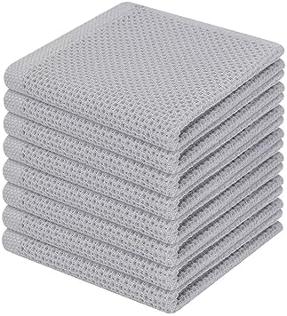 Homaxy 100% Cotton Waffle Weave Kitchen Dish Cloths 8-Pack, Light Gray by Homaxy