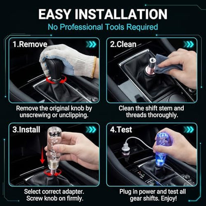 1 PC Car LED Luminous Crystal Gear Shifter, Colorful Bubble Light Shift Knob - Image 6