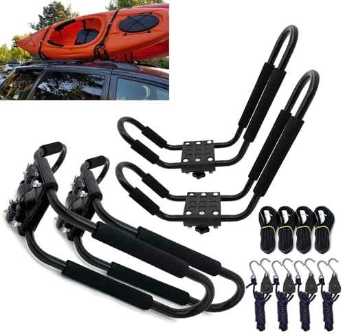 Taelakeni 2 Pairs Kayak Carrier Racks, Universal Cars Kayak Roof J Bar Rack by Taelakeni