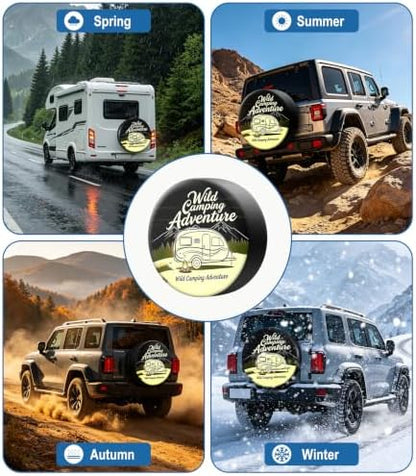RV Spare Tire Cover Wild Camper Adventure 15in Waterproof Universal Fit - Image 6