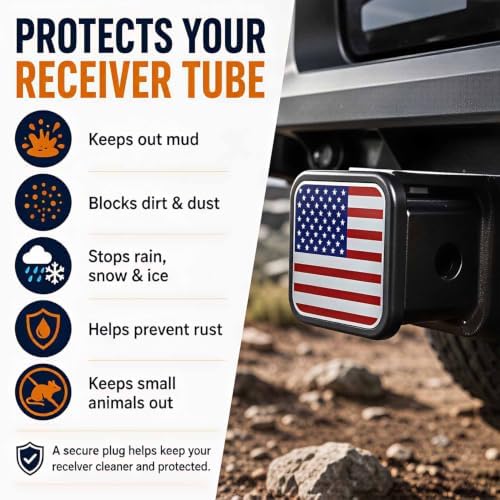Trailer Hitch Covers American Flag Red, Heavy Duty 2 Inch Hitch Cover - Image 3