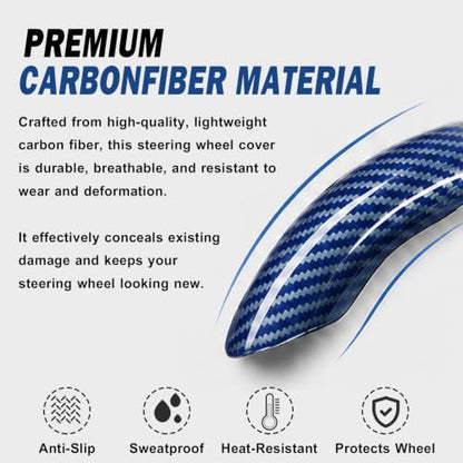 3pcs Universal Carbon Fiber Steering Wheel Cover, Anti-Slip & Segmented Design - Image 4