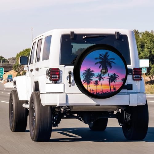 Palm Trees Multicolor Sunset Spare Tire Cover - Image 2