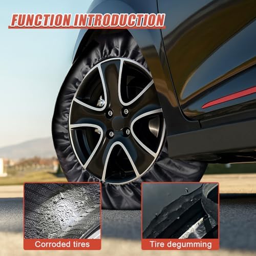 YoRise 4PCS Car Tire Covers Set, Sun Rain Snow Wheel Cover - Image 4