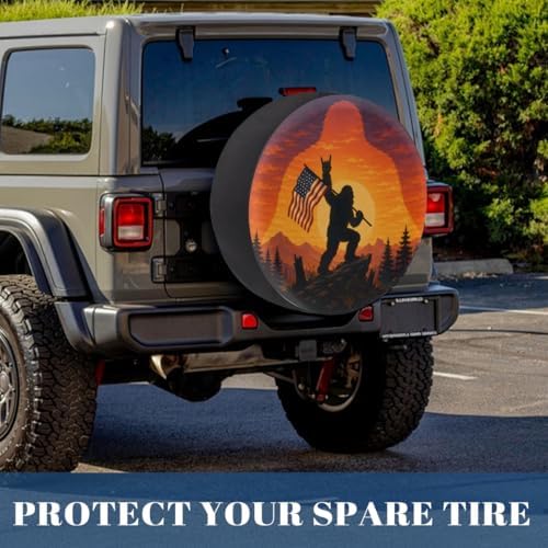 Bigfoot American Flag Spare Tire Cover Wheel Covers Protectors Waterproof - Image 6