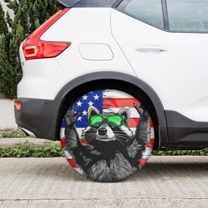 Spare Tire Cover for RV Trailer, American Flag Raccoon Tire Covers Universal - Image 6