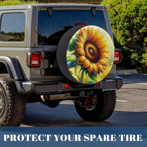 Flower Sunflower Art Spare Tire Cover Waterproof Dust-Proof Spare Wheel Covers - Image 6