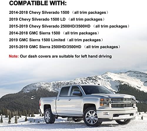 Dash Cover for GMC Sierra/Chevy Chevrolet Silverado 1500 2014-18 Y32 - Image 4
