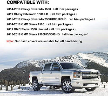 Dash Cover for GMC Sierra/Chevy Chevrolet Silverado 1500 2014-18 Y32 - Image 4