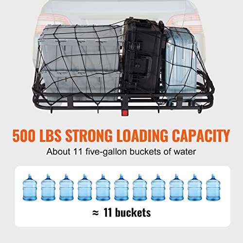 VEVOR 53 x 19 x 5 in Hitch Cargo Carrier, 500lb Capacity Trailer Mount Basket - Image 3