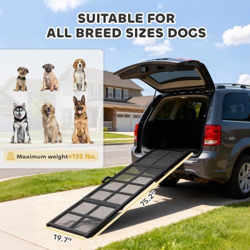 PawHut Dog Ramp for Car 75" x 20" Large Folding Pet Ramp for Large Dogs - Image 4