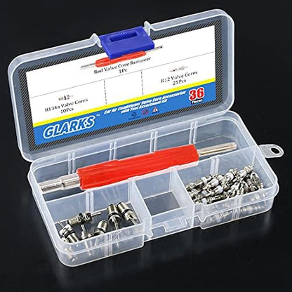 Glarks 36Pcs Car Air Conditioner Valve Core Schrader Valve Cores Accessories - Image 3