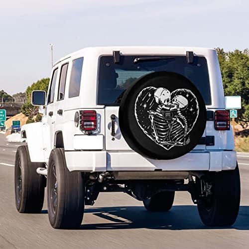 Skull Skeleton Love Kissing Black Spare Tire Cover - Image 2