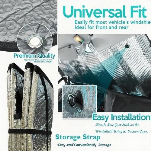Windshield Sunshade Car Foldable UV Ray Reflector Auto Front Window Sun Shade - Image 5