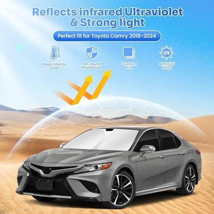 Canvcle Window Shades for 2018-2024 Toyota Camry Accessories Windshield Sun - Image 2
