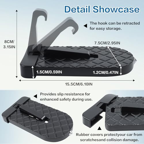 Folding Car Door Step, 400 lbs Capacity Aluminum Alloy Running Board Side Step - Image 5