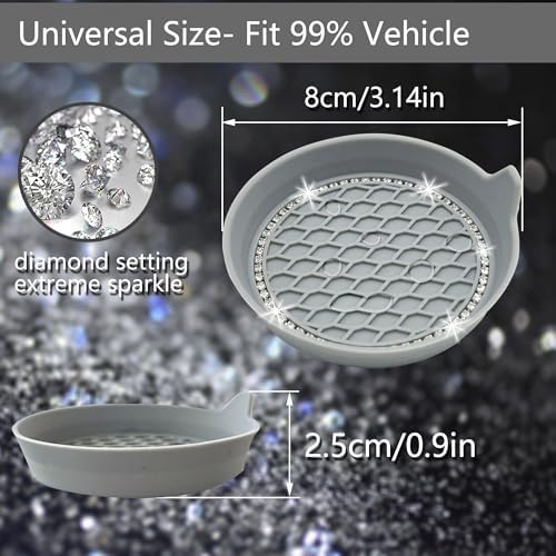 NBTEPEM 4pcs Bling Car Cup Holder Coaster, 2.75 inch Anti-Slip Shockproof - Image 2