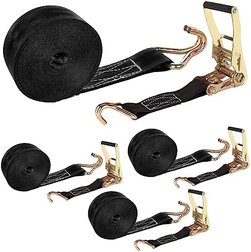4 Pack 2 Inch Ratchet Straps Heavy Duty 20ft Tie Down Straps Ratchet by LISHINE