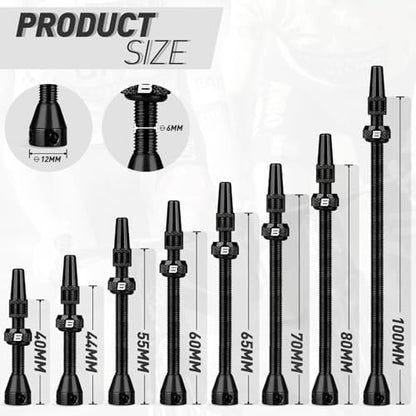 BWSHLF Tubeless Presta Valve Stem 40/44/55/60/65/70/80/100 mm, Super Light - Image 5