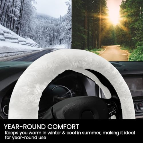 Andalus Brands Luxury Fluffy Car Steering Wheel Covers – Genuine Merino - Image 5