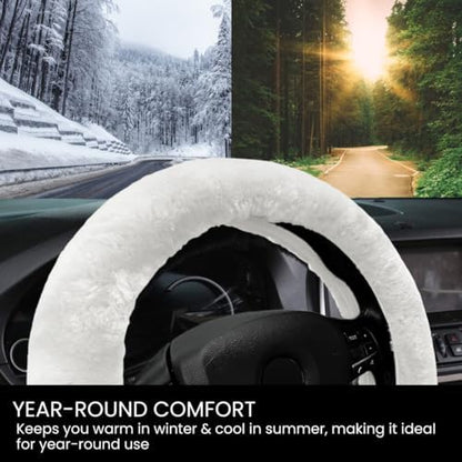 Andalus Brands Luxury Fluffy Car Steering Wheel Covers – Genuine Merino - Image 5