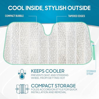 BDK Crystal Mermaid Car Windshield Sun Shade Accordion Folding Sunshade Blocks - Image 2