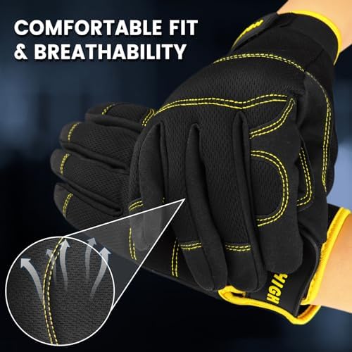 Safety Work Gloves 2 Pairs, Men's Utility Mechanic Working Gloves - Image 5