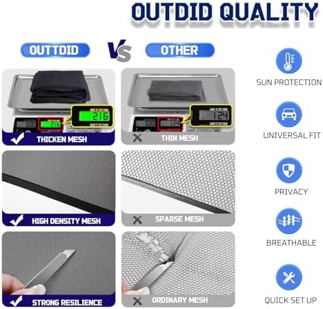 Car Rear Window Screens for Side Windows, 2 Pack Side Window Sun Shades - Image 6