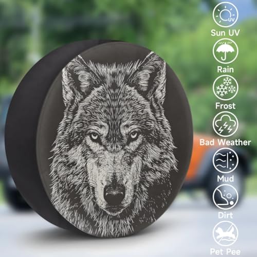 Spare Tire Cover for RV Trailer, Animals Wolf Tire Covers Universal Fit for - Image 3