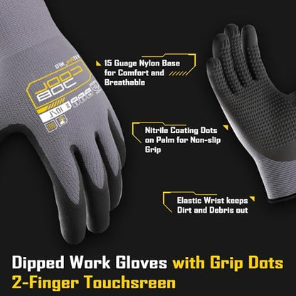 COOLJOB 6 Pairs Nitrile Rubber Dipped Safety Work Gloves - Image 2