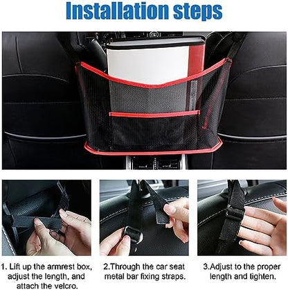 Ziciner Car Net Pocket Handbag Holder, Organizer Mesh Bag Between Two Seat - Image 5