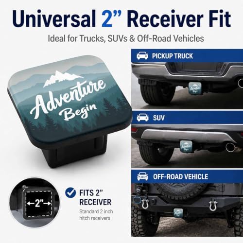 Trailer Hitch Covers Adventure Begins Mountain Heavy Duty 2 Inch Hitch Cover - Image 4